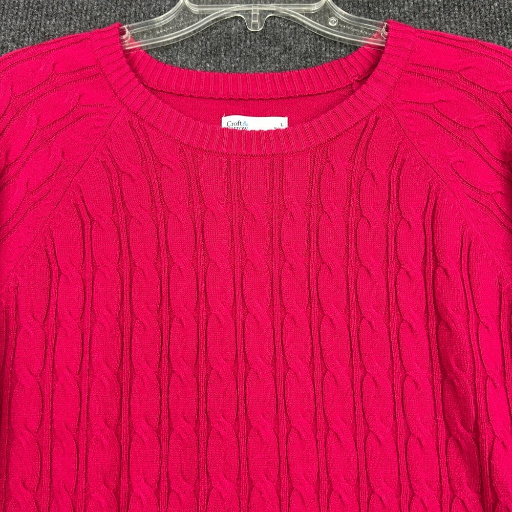 Lot of 2 - Croft & Barrow Women's L Sweaters Cable Knit Long Sleeve Blue Pink - Picture 9 of 16